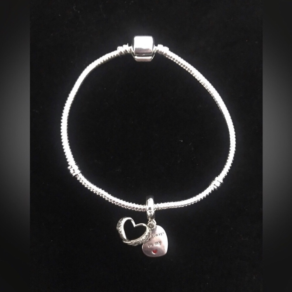 Sterling Silver Heart Charm Bracelet